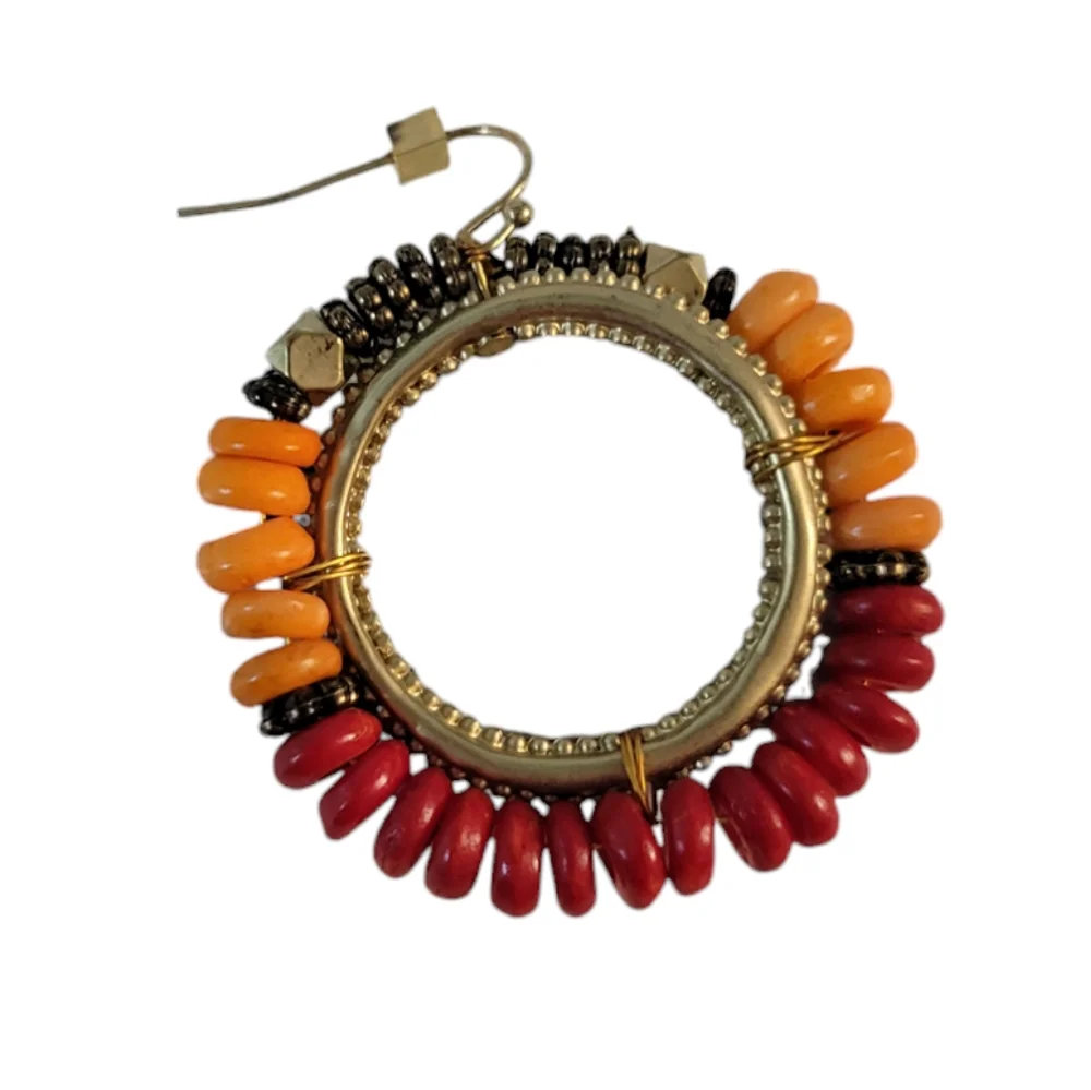 Tribal Style Circle Hook Back Earrings